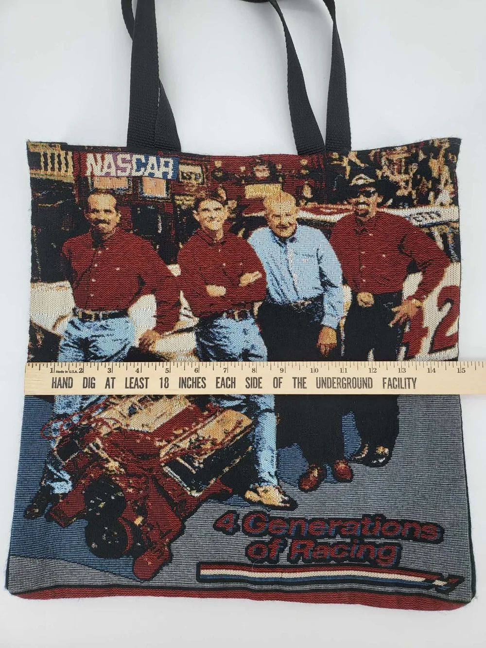 Men's Black Tote Bag with Racing Graphic
